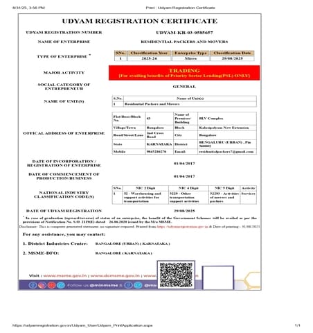 Udyam Certificate
